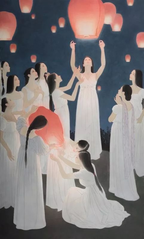 何梦琼《祈愿》纸本重彩